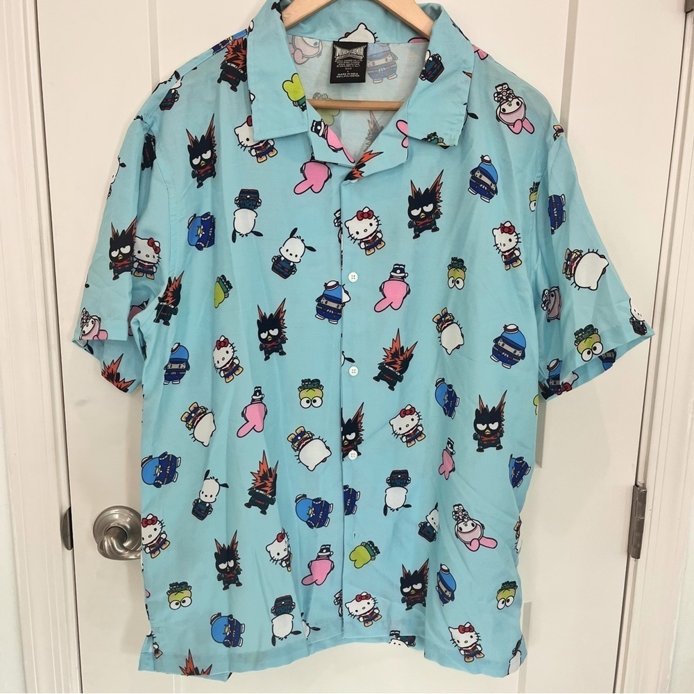 Men's My Hero Academia/ Hello Kitty & friends Button-Down Shirt Sz L